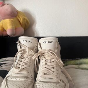 Celine Cream High-Top Sneakers